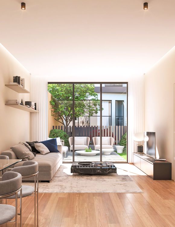 le corti di sestini milano-dettaglio sala giardino loft